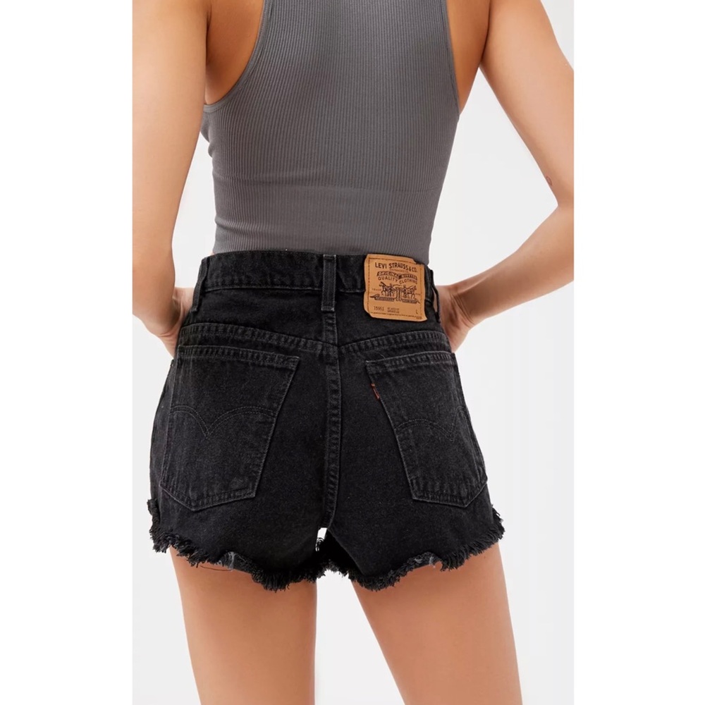 Urban Outfitters Urban Renewal Remade Levi’s Basic High Rise Black Denim Shorts